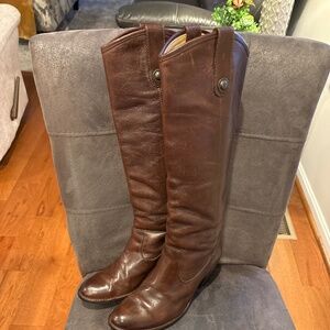 Frye Tall Leather Riding Boots in Brown